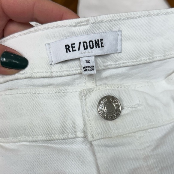 RE/DONE Jeans White Distressed Straight-Leg Jeans - Size 32 Casual White Denim - Picture 3 of 12